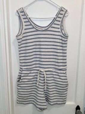 Old Navy Sleeveless Blue & White Stripes Terry Cloth Shorts Romper Womens S
